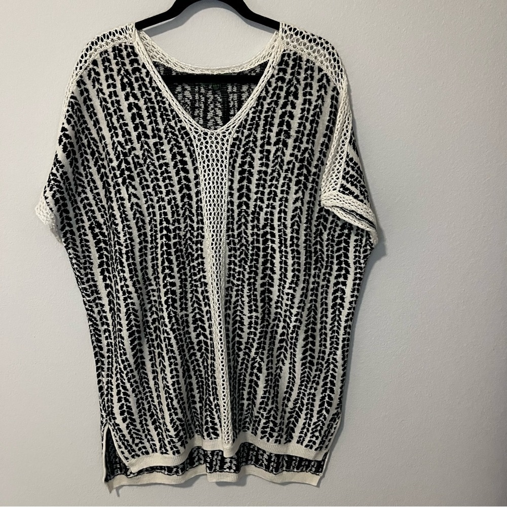 C Wonder Women’s V-Neck Cap Sleeve High Low Linen Blend Tunic oversized Top XS/S - Picture 2 of 5